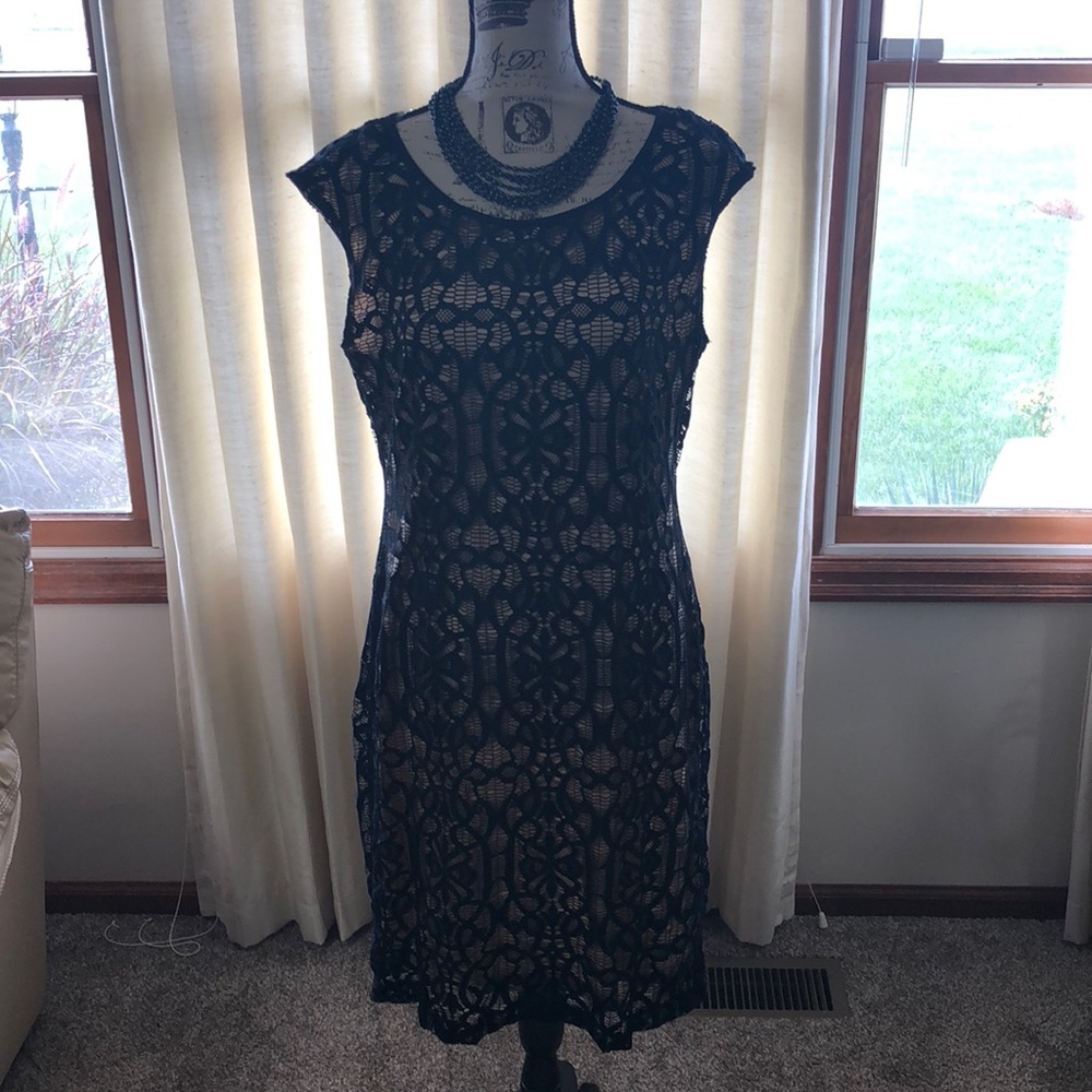 Collections by DressBarn Crochet Overlay Dress